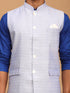 Vastramay Men's Lavender Jacquard Nehru Jacket with Kurta Pyjama Set
